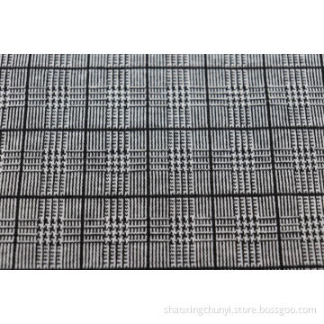 Black Checkered Jacquard Fabric In Black And White
